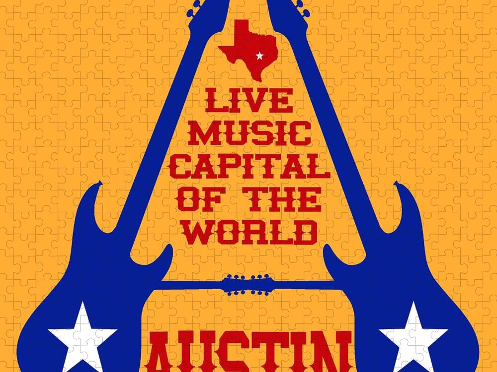 Austin Jigsaw Puzzle featuring the digital art Austin Live Music Capital of the World by David G Paul