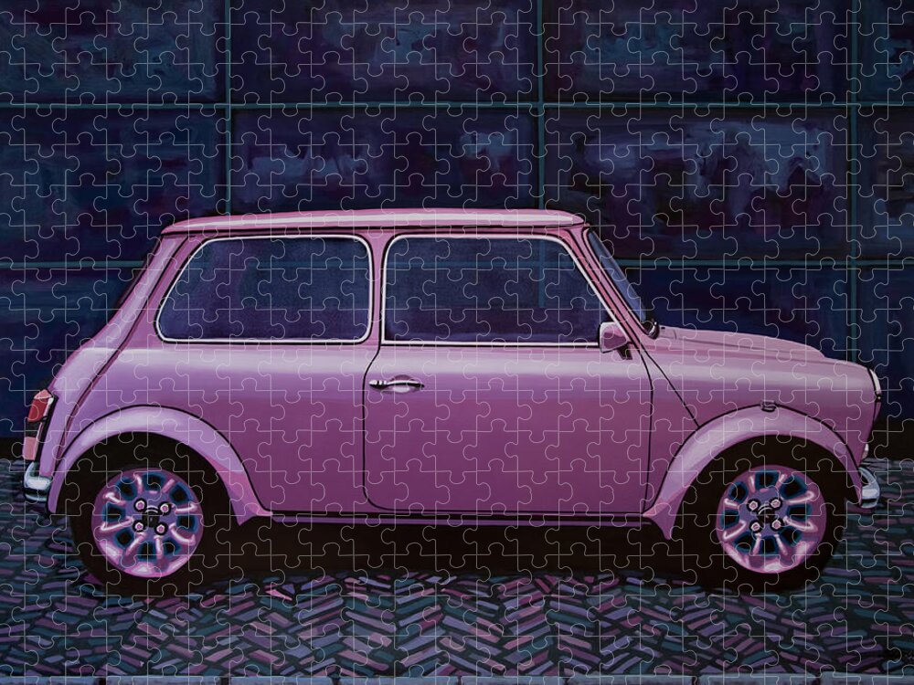 Mini Cooper Jigsaw Puzzle featuring the painting Austin Mini Cooper 1964 Painting by Paul Meijering