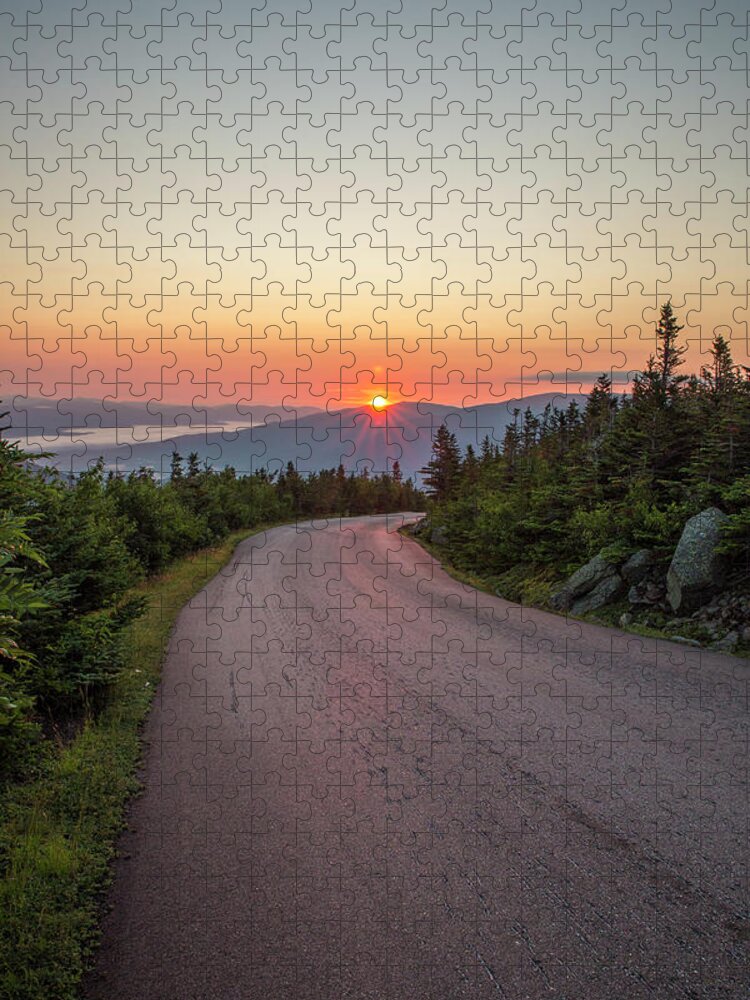 Auto Jigsaw Puzzle featuring the photograph Auto Road Sunrise by White Mountain Images