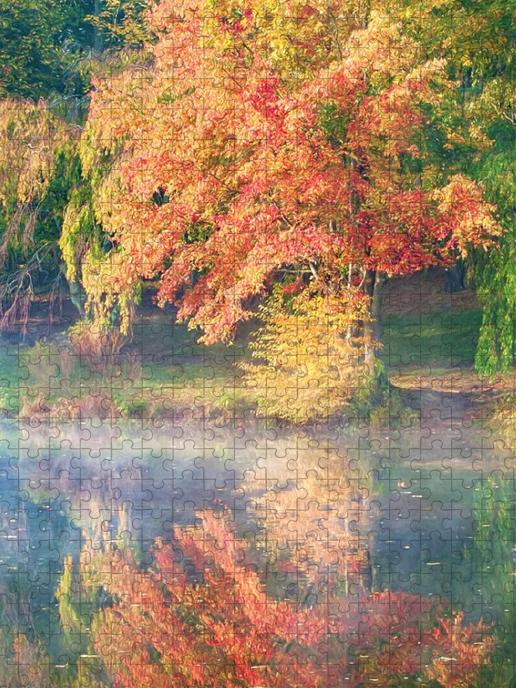 Autumn Jigsaw Puzzle featuring the photograph Autumn And Reflection At The Lake by Gary Slawsky