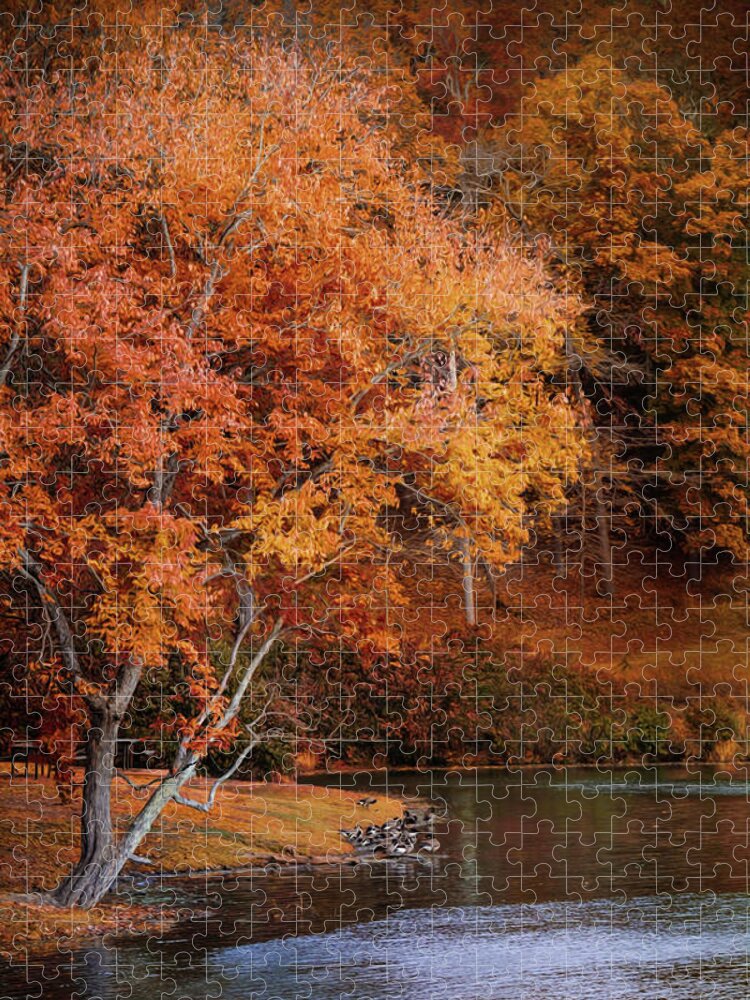 Jai Johnson Jigsaw Puzzle featuring the photograph Autumn At Chickasaw Lake by Jai Johnson