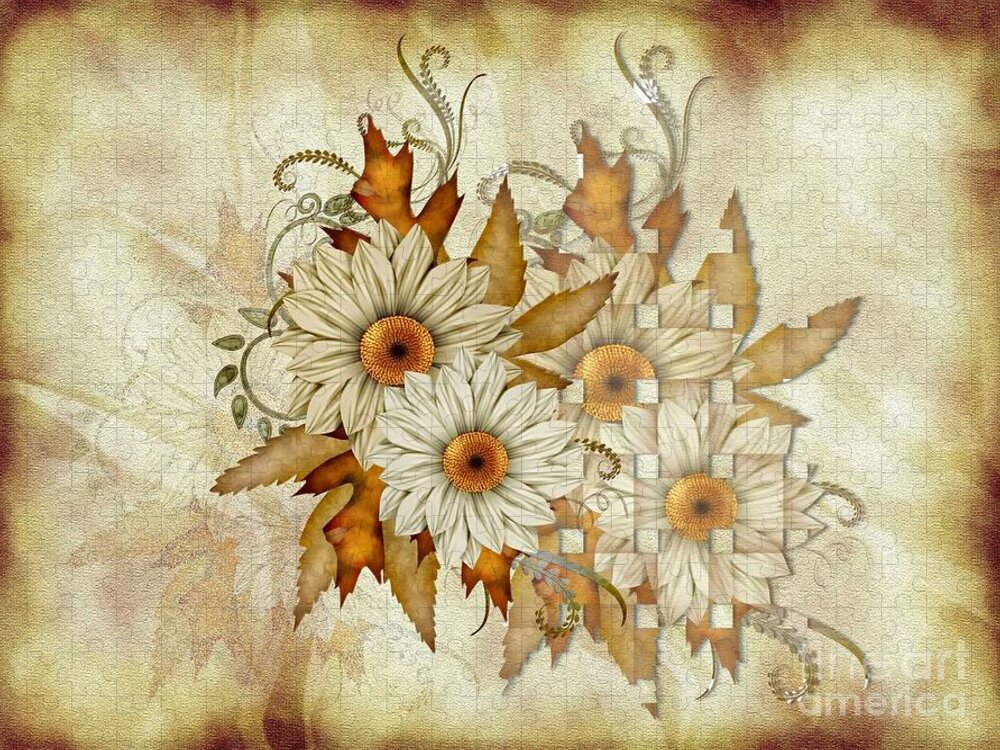 Floral Jigsaw Puzzle featuring the photograph Autumn Daisys by Elaine Manley