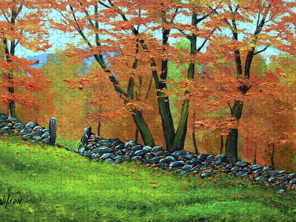 Oil Painting Jigsaw Puzzle featuring the painting Autumn Gate by Frank Wilson