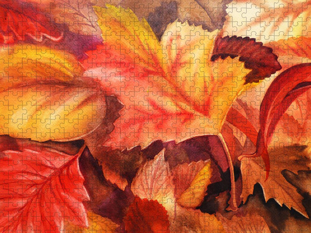 Fall Jigsaw Puzzle featuring the painting Autumn Leaves by Irina Sztukowski