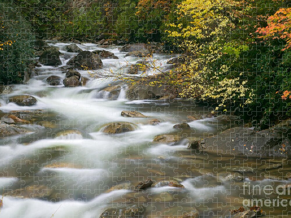 Clarence Holmes Jigsaw Puzzle featuring the photograph Autumn River Cascades II by Clarence Holmes