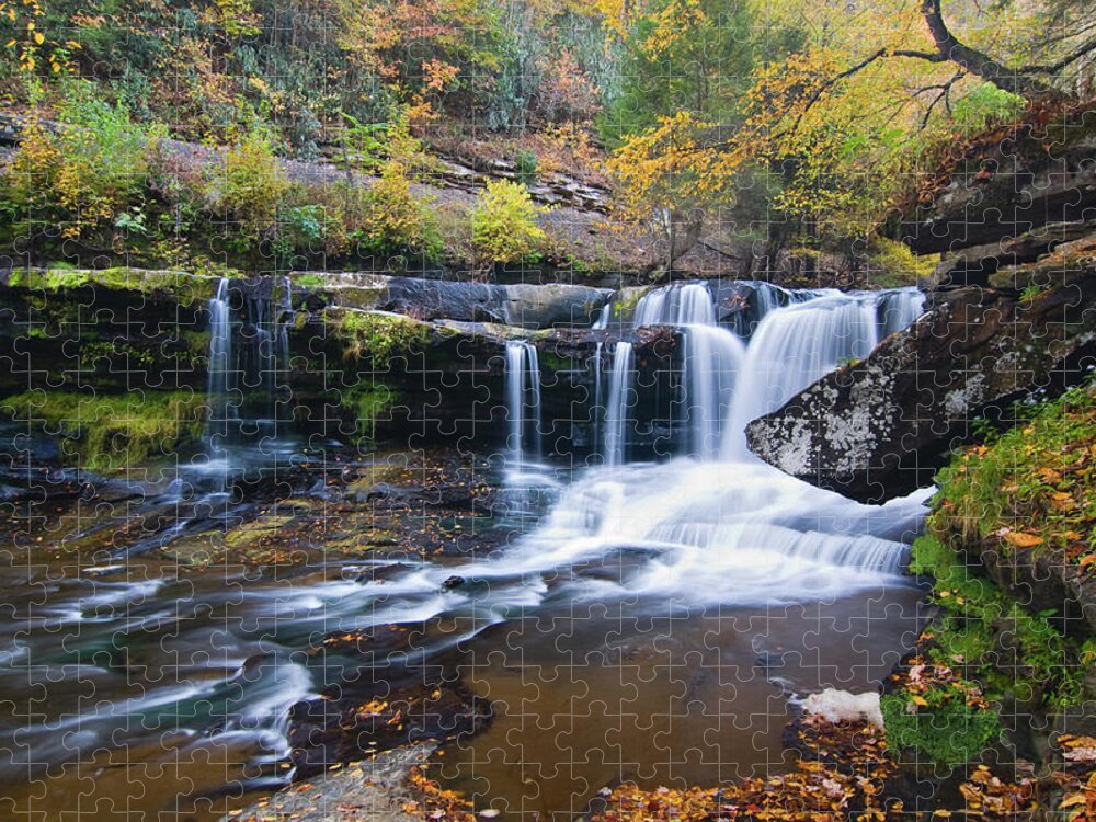 Waterfall Jigsaw Puzzle featuring the photograph Autumn Waterfall by Steve Stuller