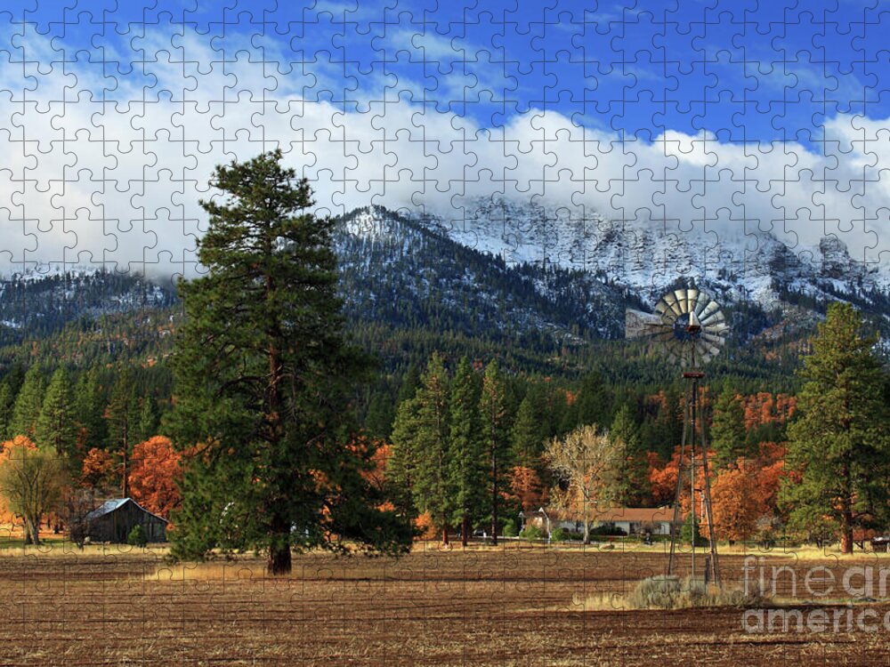 Landscape Jigsaw Puzzle featuring the photograph Autumn Windmill At Thompson Peak by James Eddy