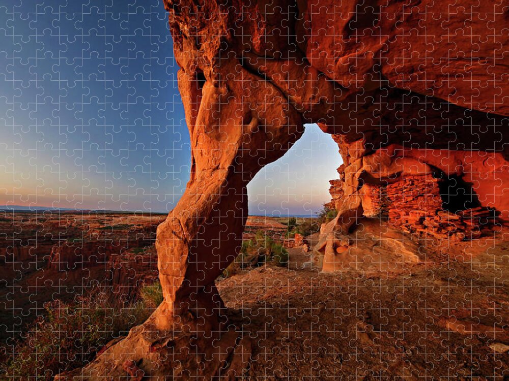 Indian Ruin Jigsaw Puzzle featuring the photograph Aztec Butte by Wesley Aston