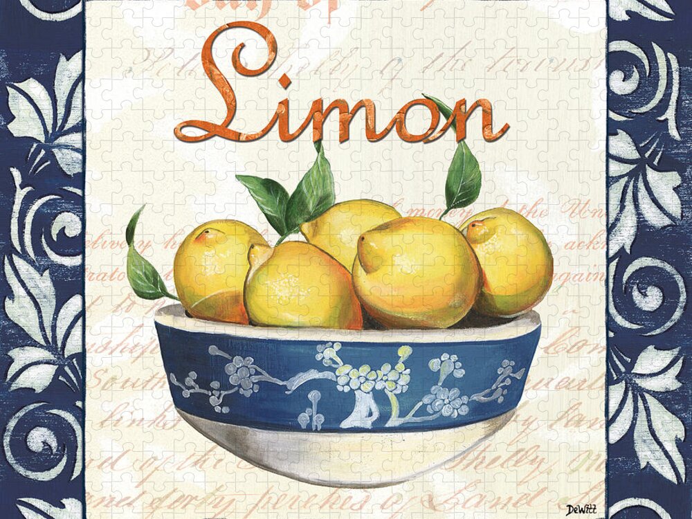Lemon Jigsaw Puzzle featuring the painting Azure Lemon 3 by Debbie DeWitt