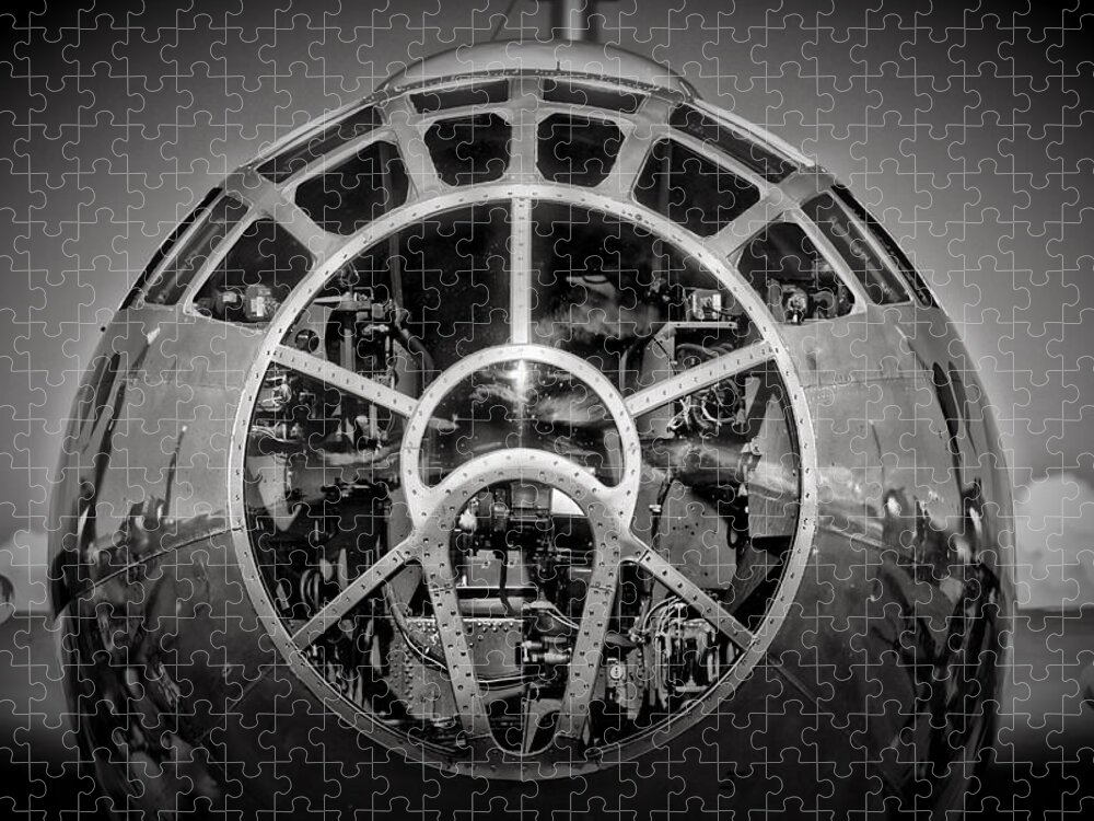 Black And White Jigsaw Puzzle featuring the photograph B-29 by Richard Gehlbach