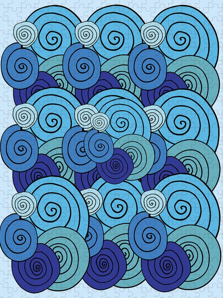 Baby Blue Jigsaw Puzzle featuring the digital art Baby Blue Swirls And Spirals by Irina Sztukowski