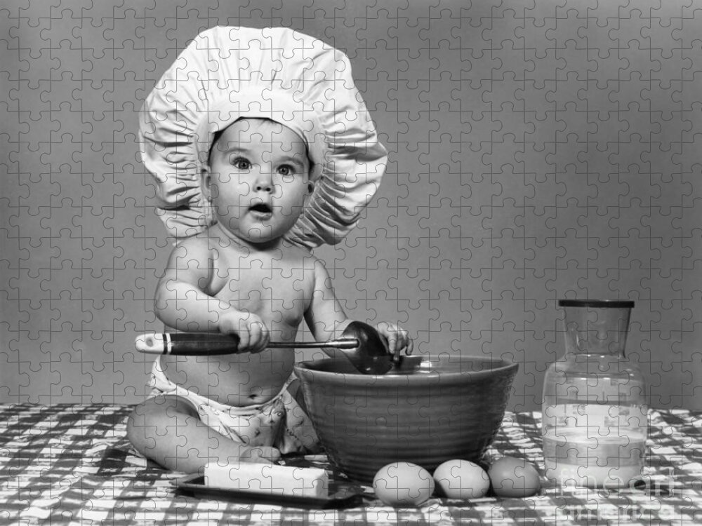 1960s Jigsaw Puzzle featuring the photograph Baby Chef, 1960s by H. Armstrong Roberts/ClassicStock