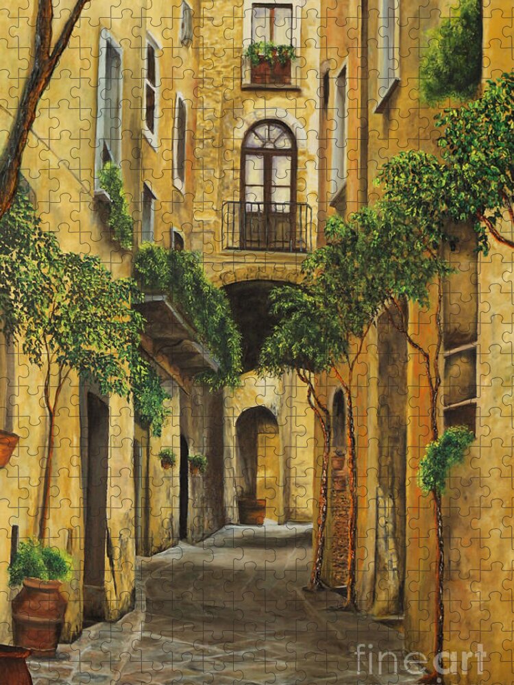 Italy Paintings Jigsaw Puzzle featuring the painting Back Street in Italy by Charlotte Blanchard