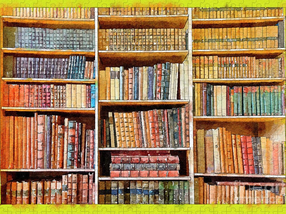 Books Jigsaw Puzzle featuring the digital art Background From Old Books by Ariadna De Raadt