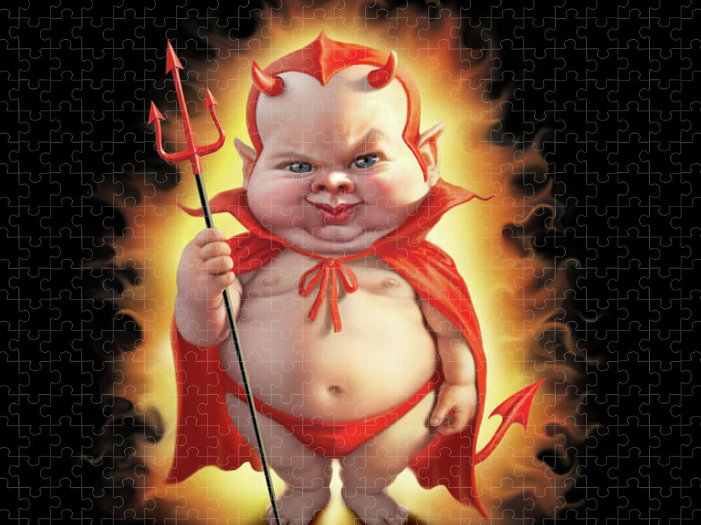 Bad Baby Jigsaw Puzzle featuring the digital art Bad Baby by Mark Fredrickson