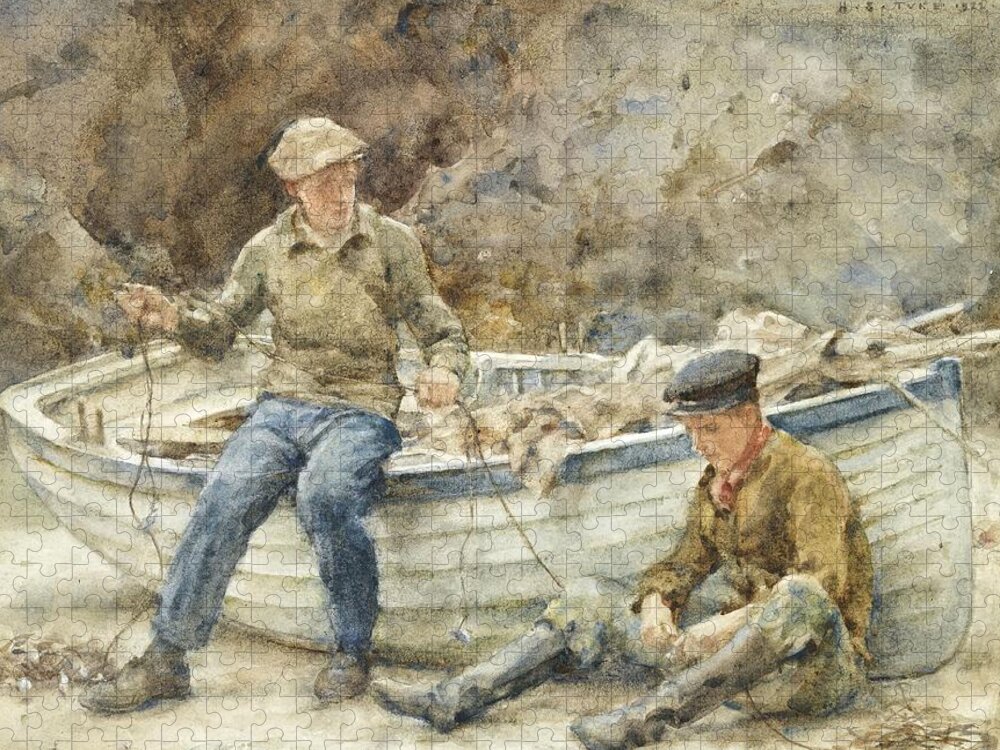 Bailing A Spiller Jigsaw Puzzle featuring the painting Bailing A Spiller by Henry Scott Tuke