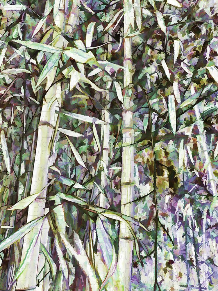 Art Of Bamboo Jigsaw Puzzle featuring the painting Bamboo sprouts forest by Jeelan Clark