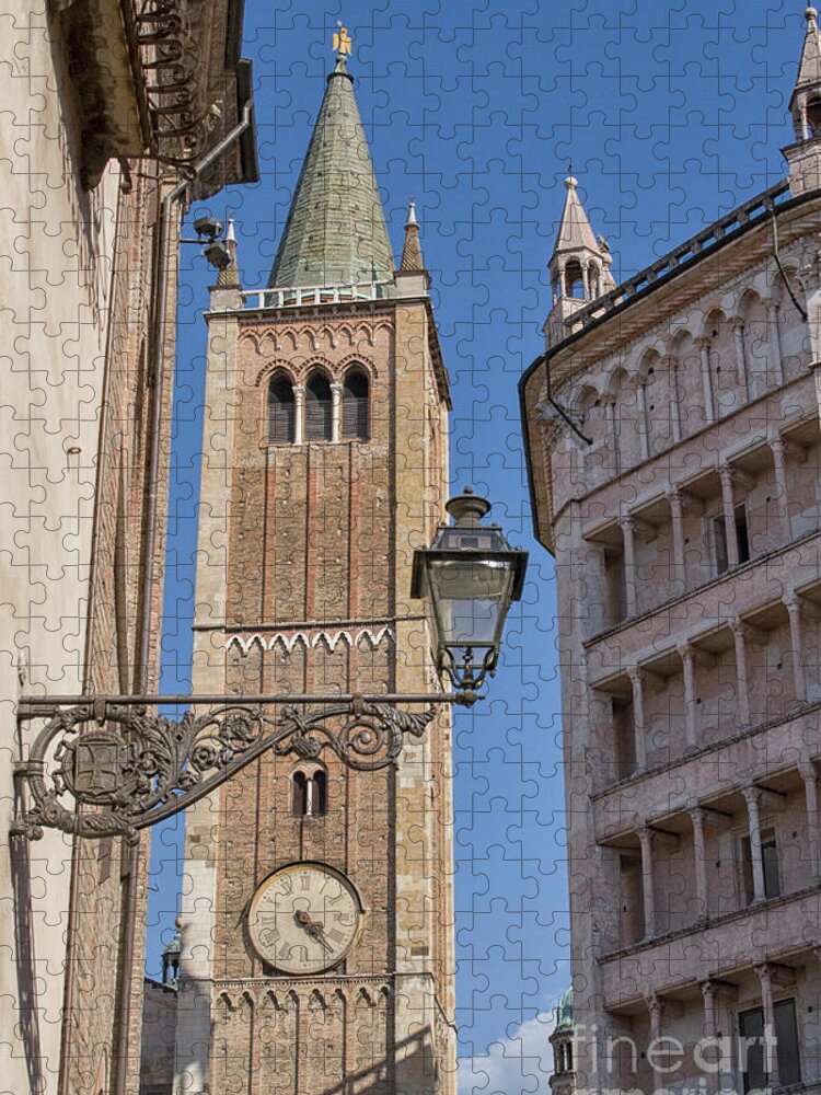 Parma Jigsaw Puzzle featuring the photograph Baptistery and Cathedral in Parma by Patricia Hofmeester