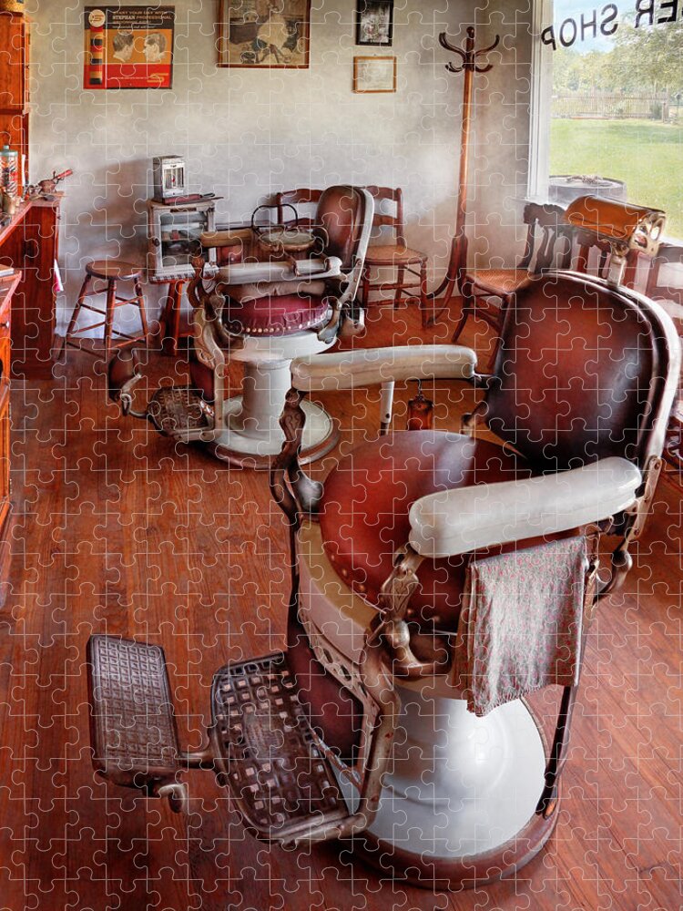 Barber Jigsaw Puzzle featuring the photograph Barber - Please have a seat by Mike Savad