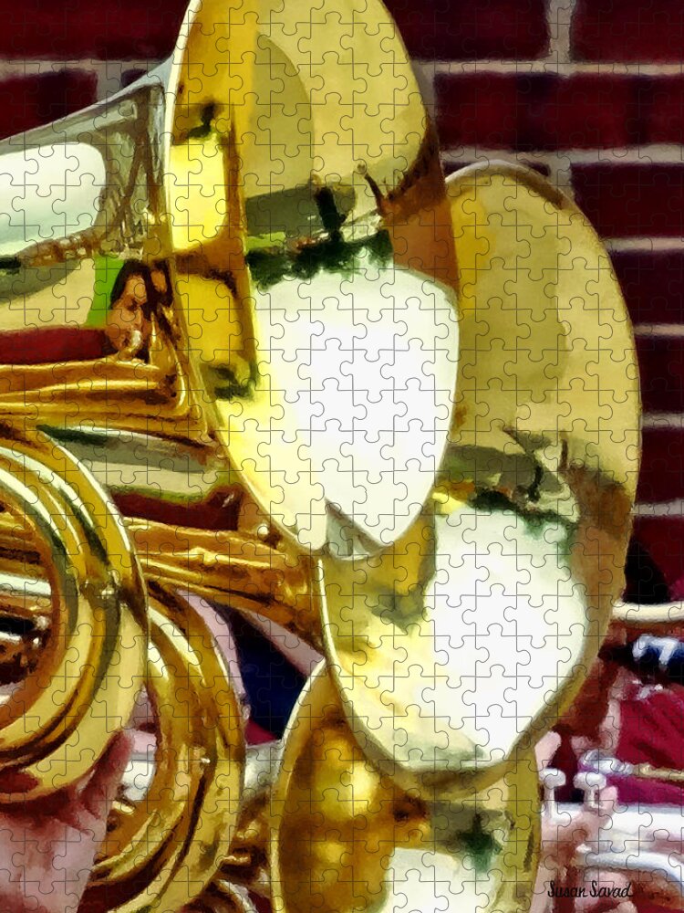 Brass Jigsaw Puzzle featuring the photograph Baritone Horns by Susan Savad