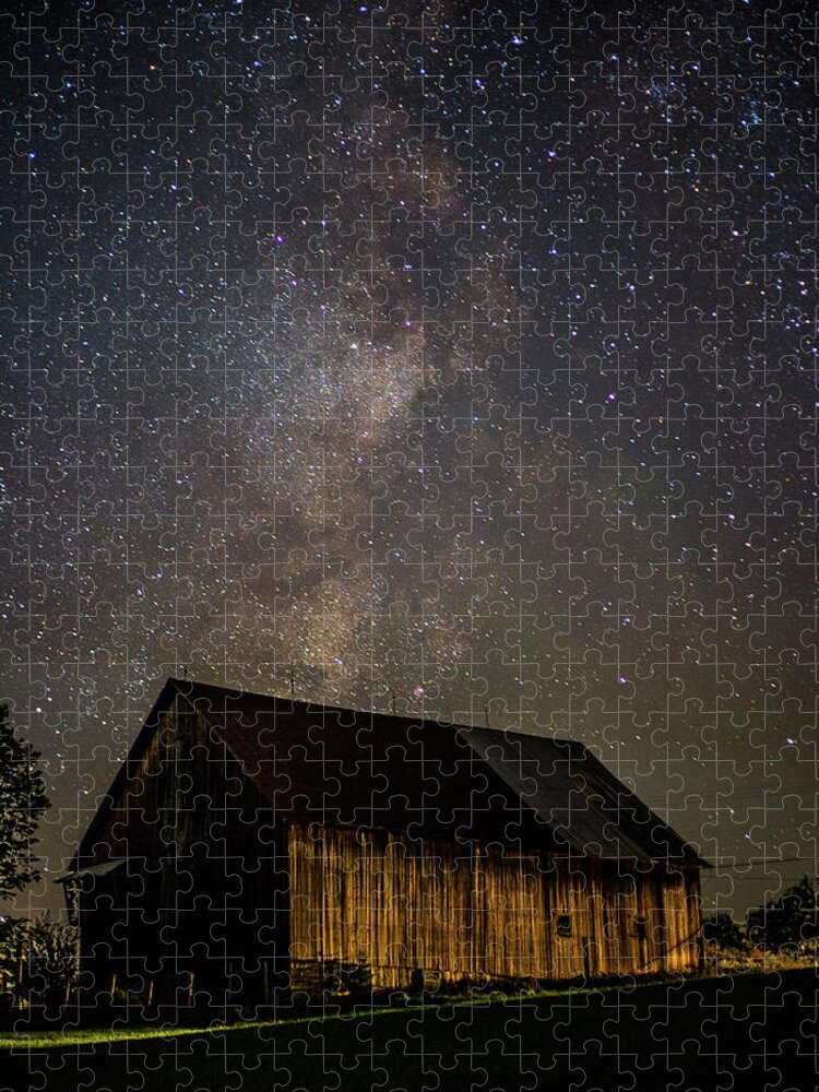 Barn Jigsaw Puzzle featuring the photograph Barn and Milky Way Close-up by Tim Kirchoff
