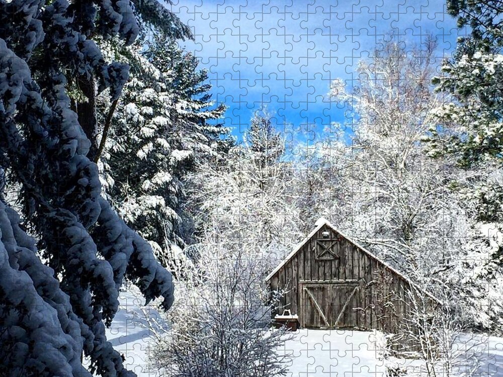Snow Jigsaw Puzzle featuring the photograph Barn by David Pratt