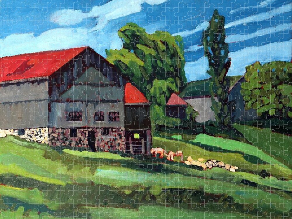 814 Jigsaw Puzzle featuring the painting Barn Roofs by Phil Chadwick