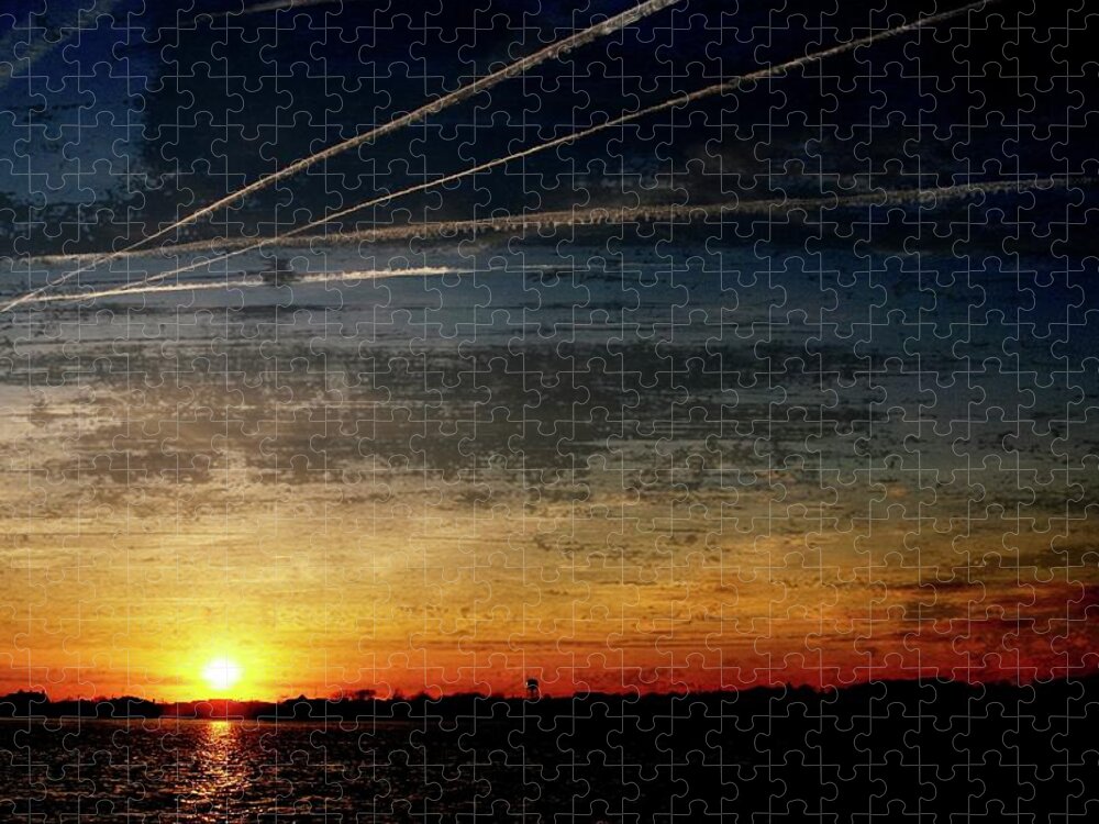 Jersey Shore Jigsaw Puzzle featuring the photograph Barnegat Bay Sunset 1 - Jersey Shore by Angie Tirado