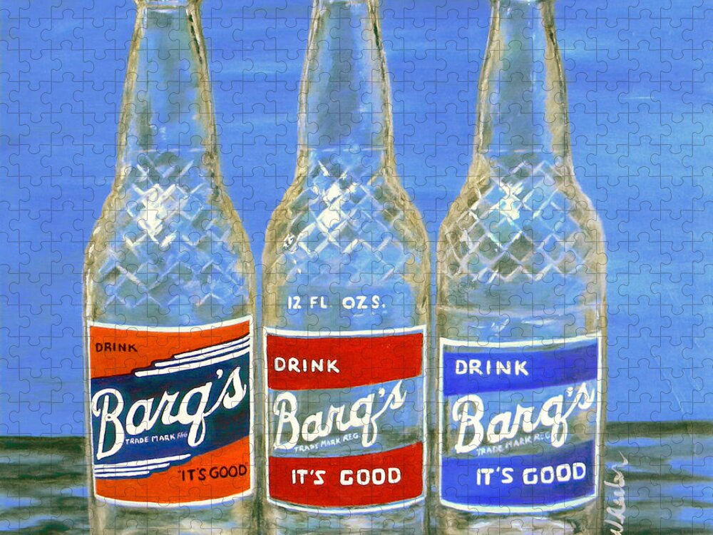 Barq's Root Beer Jigsaw Puzzle featuring the painting Barq's Trifecta by JoAnn Wheeler