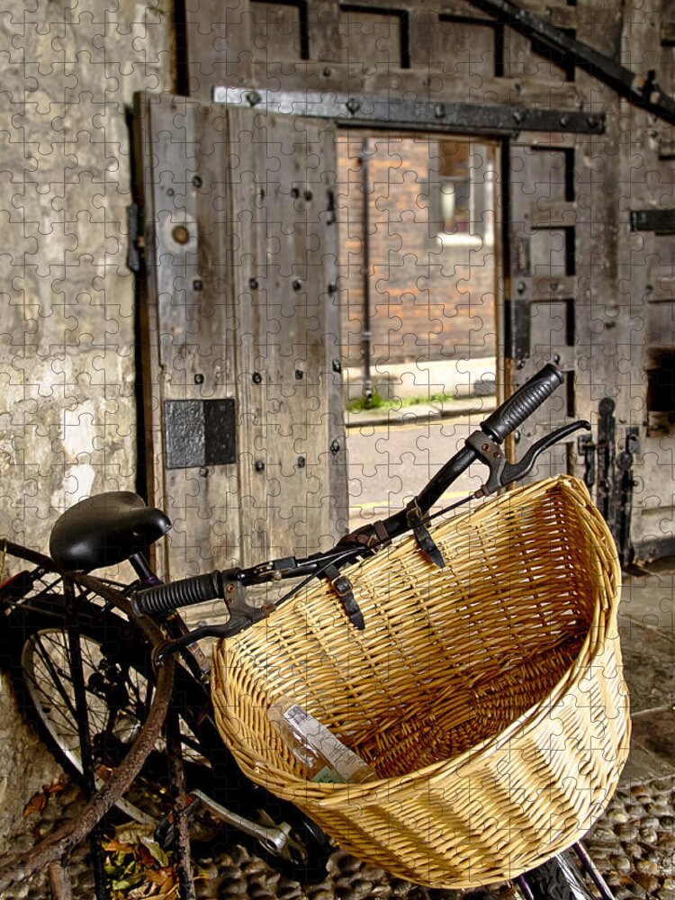 Bike Jigsaw Puzzle featuring the photograph Basket for a bike. by Elena Perelman