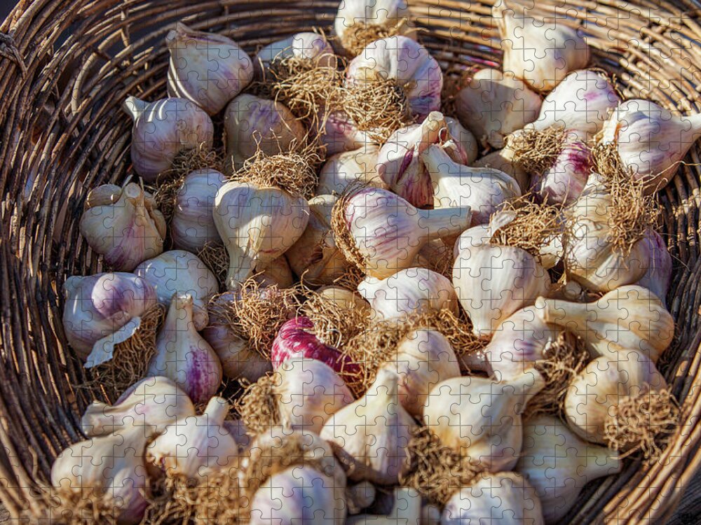 Garlic Jigsaw Puzzle featuring the photograph Basket of Garlic by Todd Klassy