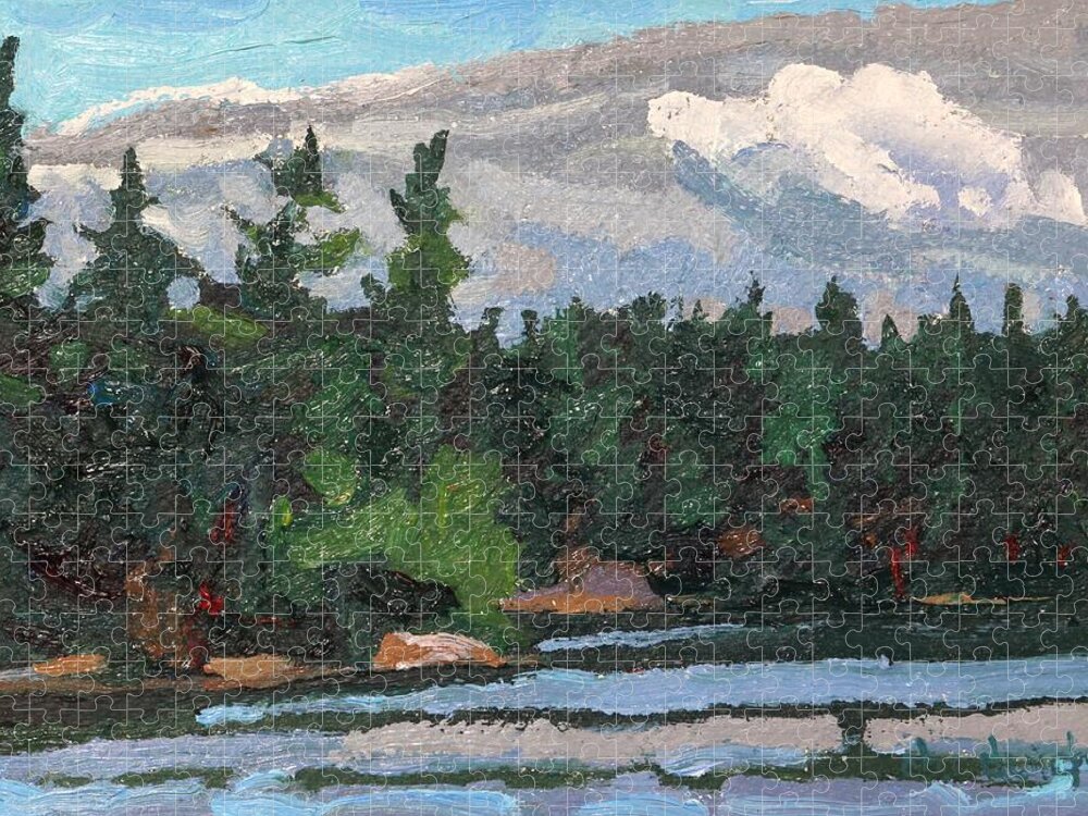 1990 Jigsaw Puzzle featuring the painting Bass Lake Afternoon by Phil Chadwick