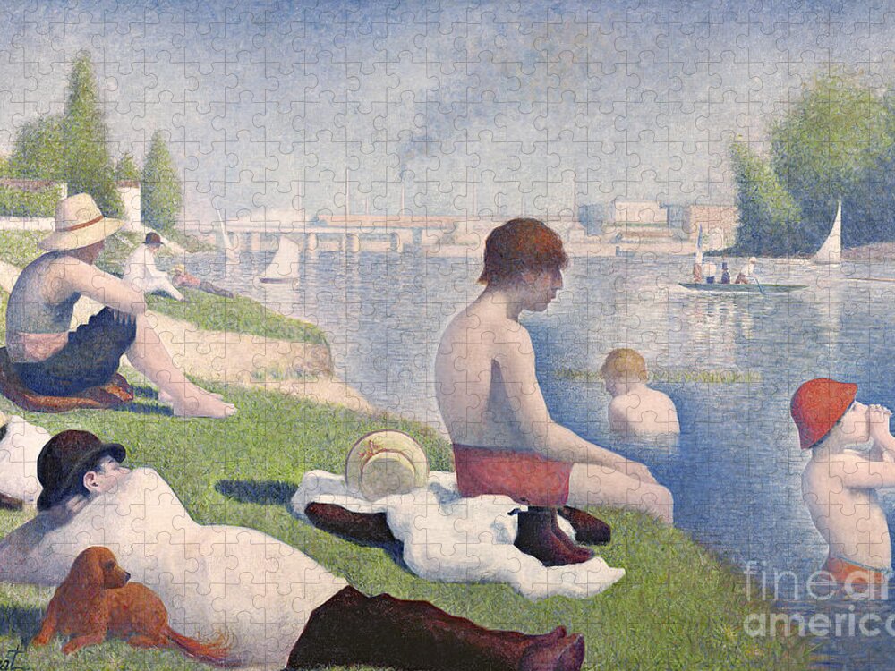 Seurat Jigsaw Puzzle featuring the painting Bathers at Asnieres by Georges Pierre Seurat