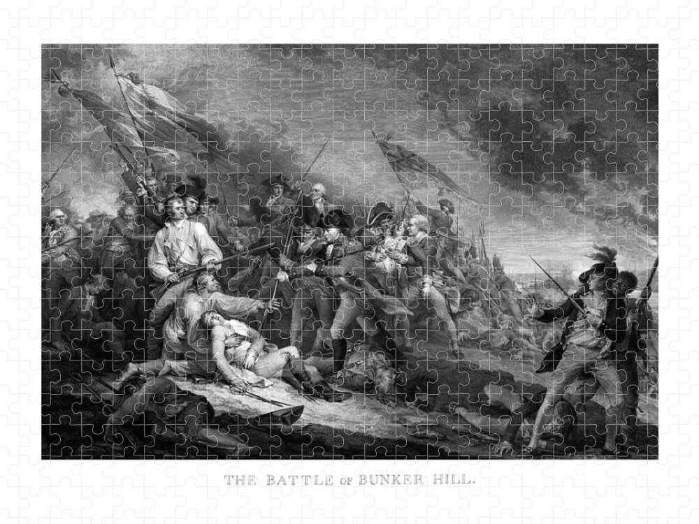 Revolutionary War Jigsaw Puzzle featuring the mixed media Battle of Bunker Hill by War Is Hell Store