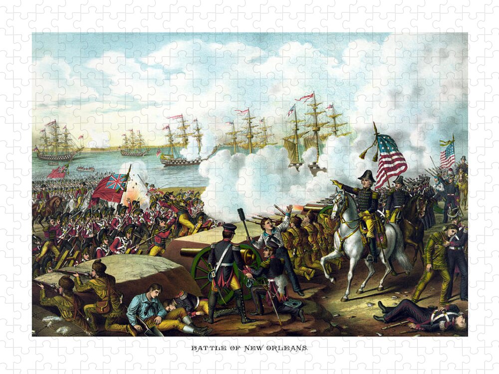 Andrew Jackson Jigsaw Puzzle featuring the painting Battle of New Orleans by War Is Hell Store