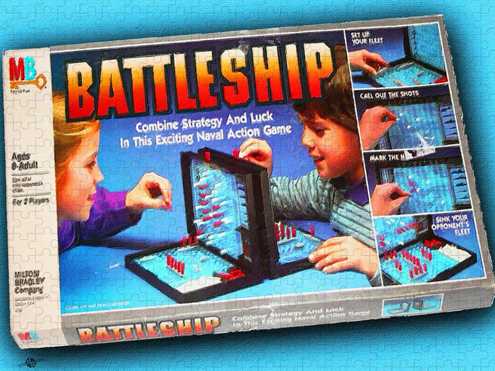 Battleship Jigsaw Puzzle featuring the painting Battleship Board Game Painting by Tony Rubino