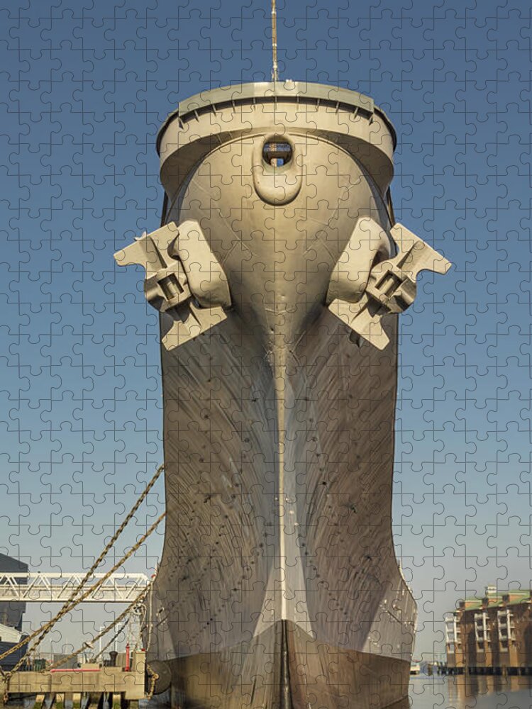 Battleship Wisconsin Jigsaw Puzzle featuring the photograph Battleship Wisconsin Bow by Jerry Fornarotto