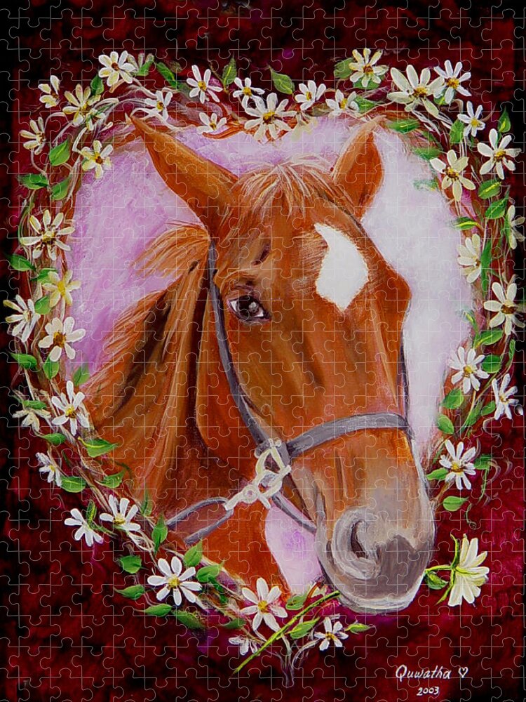 Horse Jigsaw Puzzle featuring the painting Batuque by Quwatha Valentine