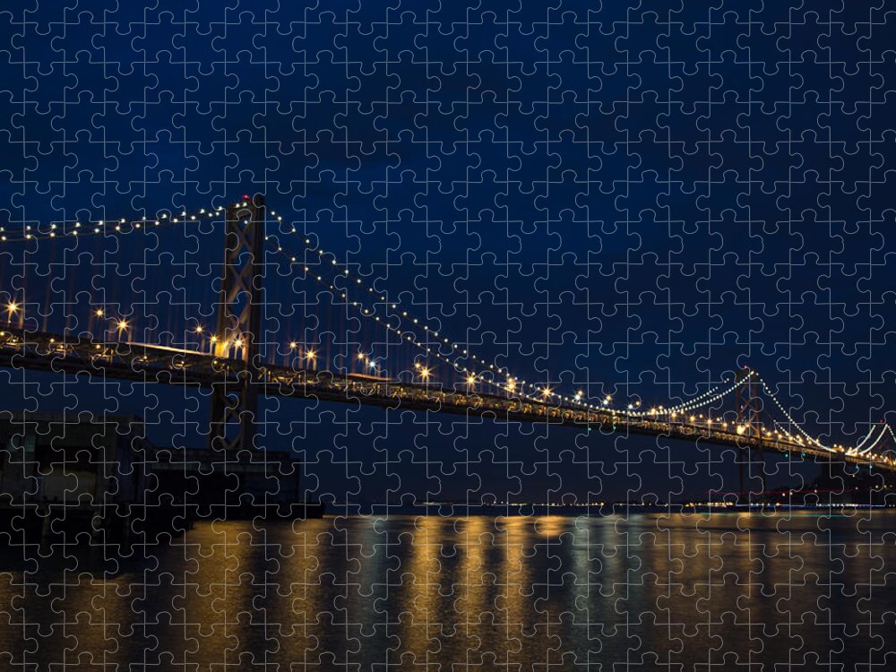 John Daly Jigsaw Puzzle featuring the photograph Bay Bridge at Night by John Daly