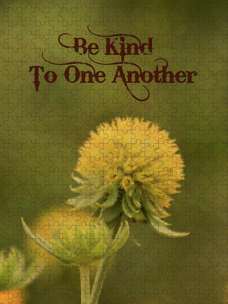 Flower Jigsaw Puzzle featuring the mixed media Be Kind To One Another by Trish Tritz