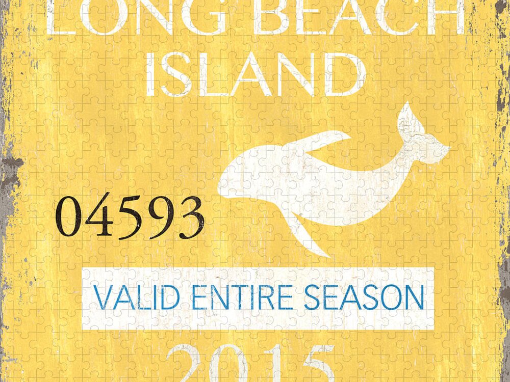 Long Beach Island Jigsaw Puzzle featuring the painting Beach Badge Long Beach Island by Debbie DeWitt