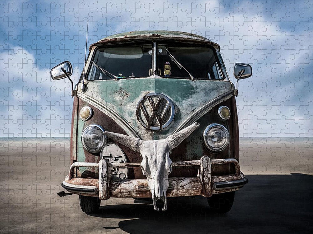Volkswagen Jigsaw Puzzle featuring the digital art Beach Bum by Douglas Pittman