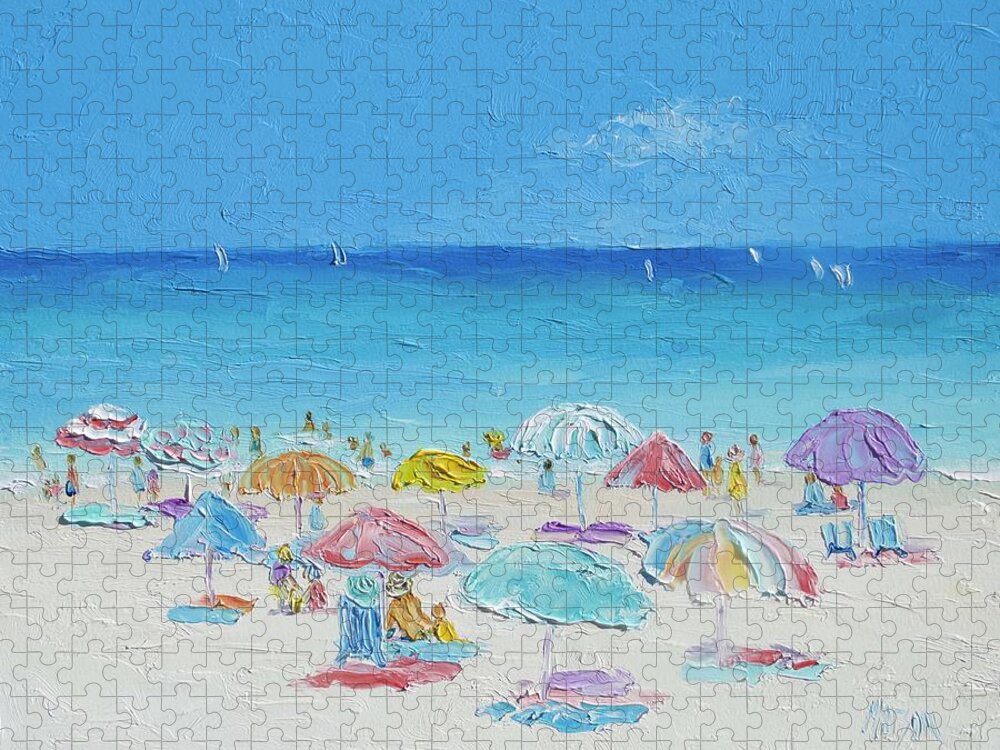 Beach Jigsaw Puzzle featuring the painting Beach Painting - Summer Paradise by Jan Matson