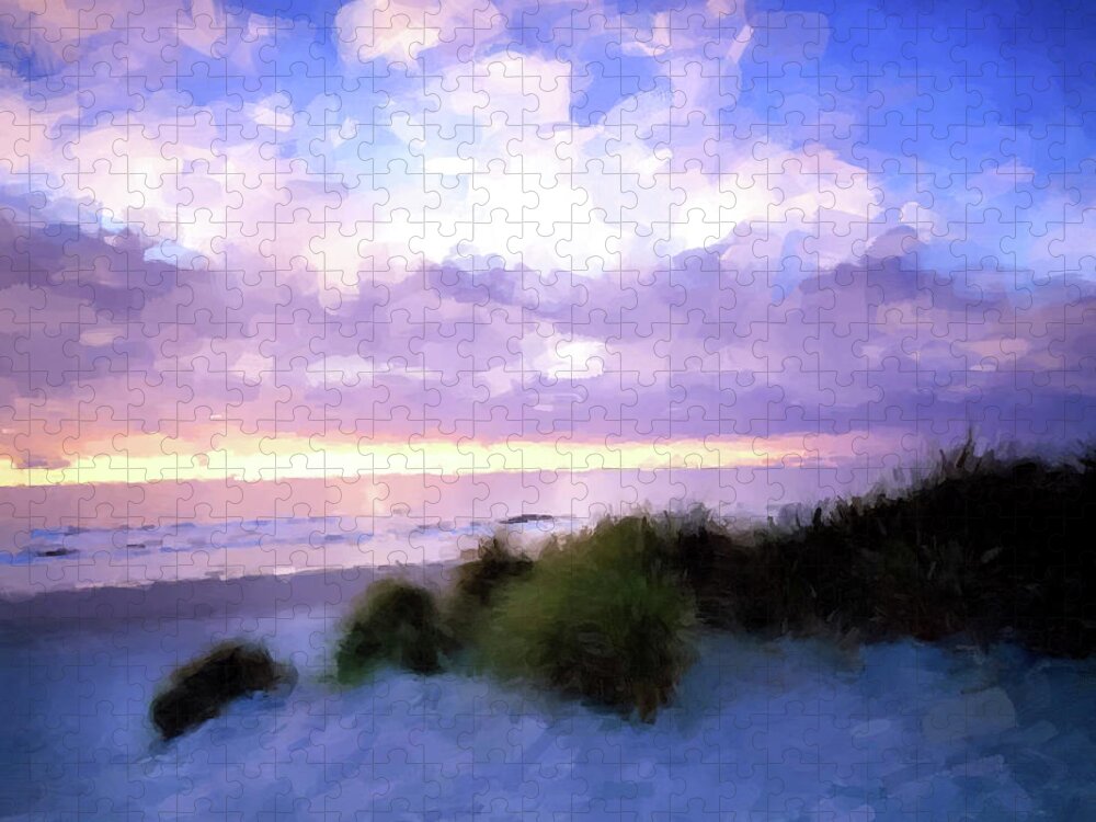 Digital Jigsaw Puzzle featuring the painting Beach Sawgrass by Gary Grayson