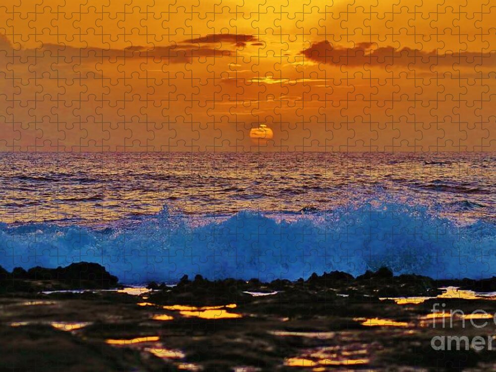 Sunset. Beach Sunset Jigsaw Puzzle featuring the photograph Beach Sunset by Craig Wood