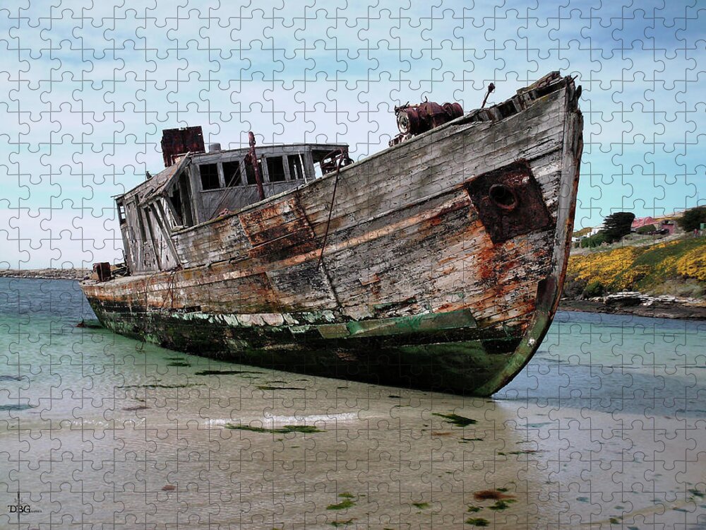 Ship Jigsaw Puzzle featuring the photograph Beached by David Bader