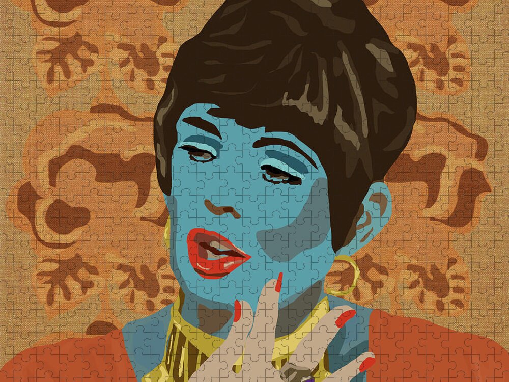 Beverly Jigsaw Puzzle featuring the digital art Beautiful Lips - Abigail's Party - Alison Steadman by BFA Prints