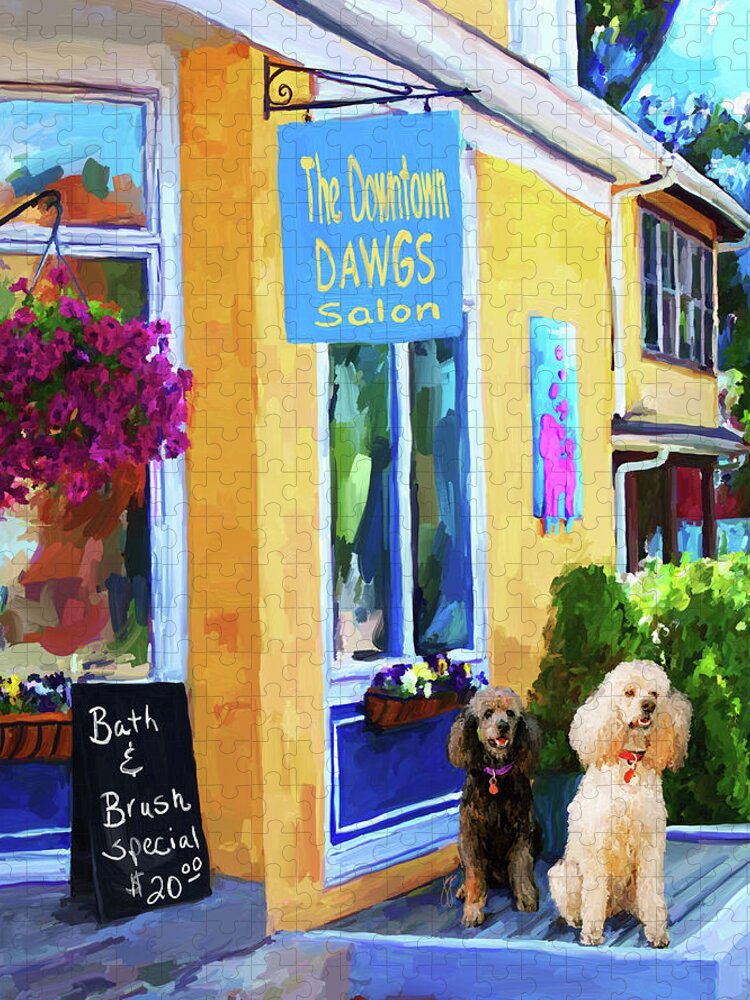 Poodle Jigsaw Puzzle featuring the painting Beauty Shop by Jai Johnson