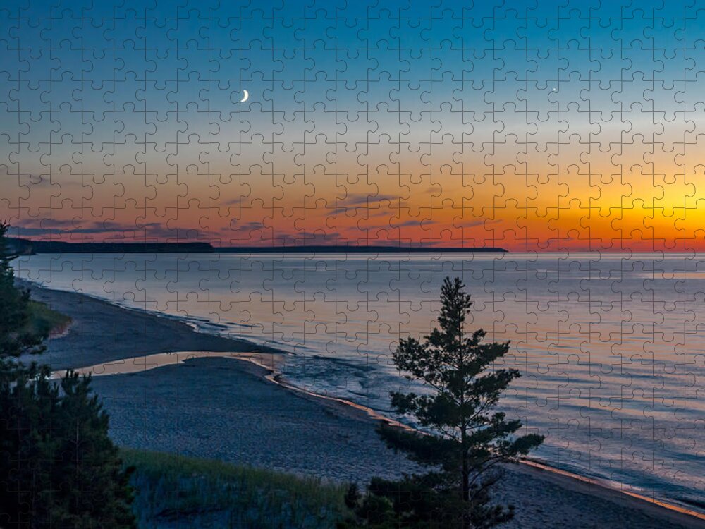 pictured Rocks National Lakeshore lake Superior beaver Creek Jigsaw Puzzle featuring the photograph Beaver Creek Sunset by Gary McCormick