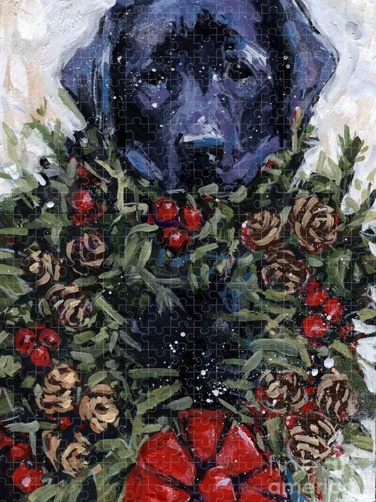 Black Lab Jigsaw Puzzle featuring the painting Bee Bows by Molly Poole